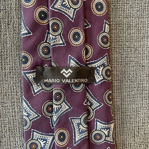 Vintage Retro Mario Valentino Necktie Geometric Pattern 100% Italian Silk